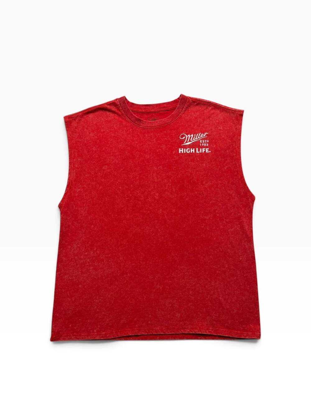 Miller High Life Muscle Tank Size M Red Graphic Drop-Shoulder Tee